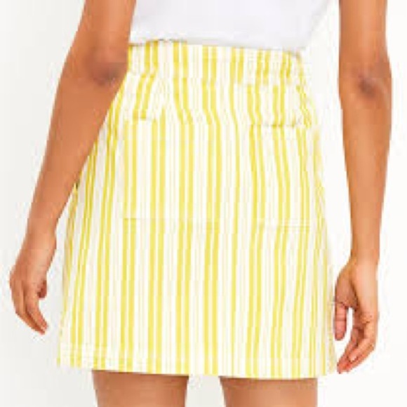LOFT Striped Yellow and White Denim Skirt size 6 - Picture 2 of 6
